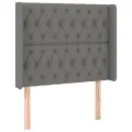 Tête de lit avec oreilles Gris foncé 93x16x118/128 cm Tissu