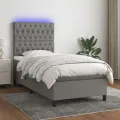 cadre de lit avec matelas et LED Gris foncé 90x190cm