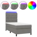 cadre de lit avec matelas et LED Gris foncé 90x190cm