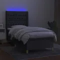 cadre de lit matelas LED Gris foncé 90x190cm Tissu