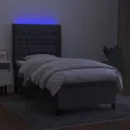 cadre de lit matelas LED Gris foncé 90x190cm Tissu