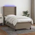 cadre de lit matelas LED Taupe 90x190 cm Tissu
