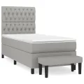 cadre de lit et matelas Gris clair 90x190 cm Tissu