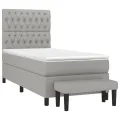 cadre de lit et matelas Gris clair 90x190 cm Tissu