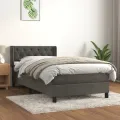 cadre de lit et matelas Gris foncé 80x200 cm Velours