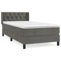 cadre de lit et matelas Gris foncé 80x200 cm Velours