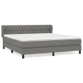 cadre de lit avec matelas Gris foncé 180x200cm Tissu