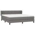 cadre de lit avec matelas Gris foncé 180x200cm Tissu