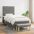 cadre de lit et matelas Gris foncé 90x190 cm Tissu