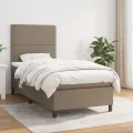 cadre de lit avec matelas Taupe 90x190 cm Tissu