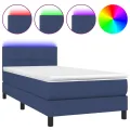 cadre de lit avec matelas et LED Bleu 80x200cm Tissu