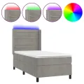 cadre de lit et matelas et LED Gris clair 90x190cm
