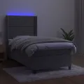 cadre de lit et matelas et LED Gris clair 90x190cm