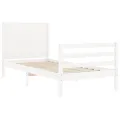 Cadre de lit avec tête de lit blanc petit simple bois massif