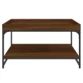 Table basse chêne marron 80x80x45 cm bois d'ingénierie et fer