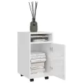 Armoire latérale avec roues Blanc brillant 33x38x60 cm Aggloméré