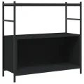 Bibliothèque noir 80x30x78,5 cm bois d'ingénierie et fer