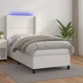 cadre de lit matelas LED Blanc 90x200cm Similicuir