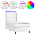 cadre de lit matelas LED Blanc 90x200cm Similicuir