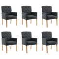 Chaises à manger avec accoudoirs lot de 6 gris tissu