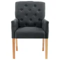 Chaises à manger avec accoudoirs lot de 6 gris tissu