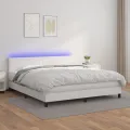 cadre de lit avec matelas et LED Blanc 180x200 cm