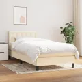 cadre de lit avec matelas Crème 80x200 cm Tissu