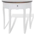 Table console avec tiroir et dessus de table marron Demi-ronde