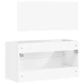 Armoire de salle de bain avec miroir blanc bois d'ingénierie