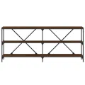 Table console chêne marron 180x30x75 bois d'ingénierie et fer