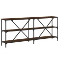 Table console chêne marron 180x30x75 bois d'ingénierie et fer