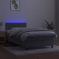 cadre de lit et matelas et LED Gris clair 90x190 cm
