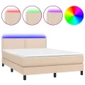cadre de lit avec matelas LED Cappuccino 140x200 cm