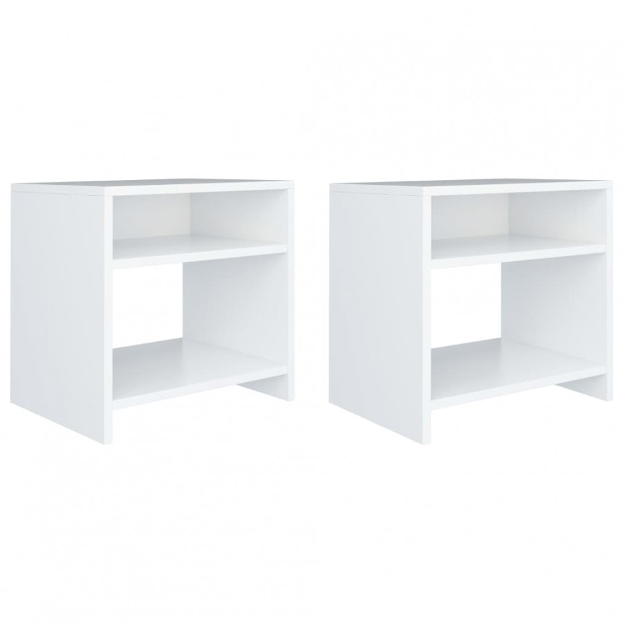 Tables de chevet 2 pcs Blanc 40x30x40 cm Bois d'ingénierie