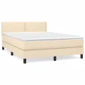 cadre de lit avec matelas Crème 140x190 cm Tissu