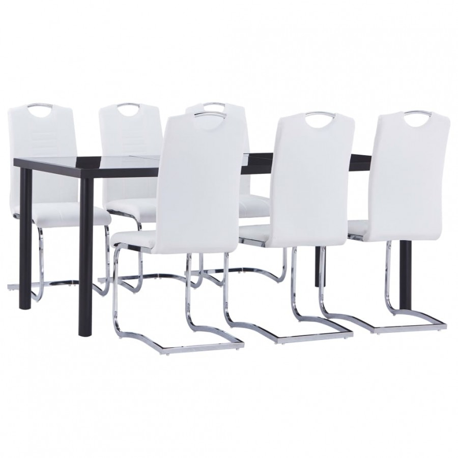 Ensemble de salle à manger 7 pcs Similicuir Blanc