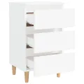 Table de chevet avec pieds en bois solide Blanc 40x35x69 cm