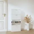 Armoire à chaussure Blanc brillant 59x17x150 cm Bois ingénierie