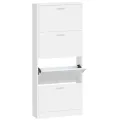 Armoire à chaussure Blanc brillant 59x17x150 cm Bois ingénierie