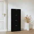 Armoire à chaussures Noir 59x17x150 cm Bois d'ingénierie