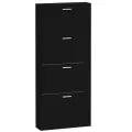 Armoire à chaussures Noir 59x17x150 cm Bois d'ingénierie