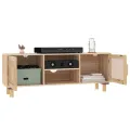 Meuble TV Marron 105x30x40 cm Bois de pin massif rotin naturel