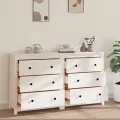 Buffet Blanc 140x35x80 cm Bois massif de pin