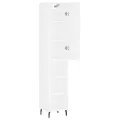 Buffet haut Blanc brillant 34,5x34x180 cm Bois d'ingénierie