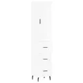 Buffet haut Blanc brillant 34,5x34x180 cm Bois d'ingénierie