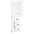 Buffet haut Blanc brillant 34,5x34x180 cm Bois d'ingénierie