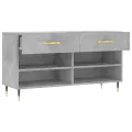 Banc à chaussures gris béton 102x35x55 cm bois d'ingénierie