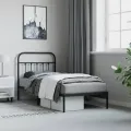 Cadre de lit métal avec tête de lit noir 80x200 cm