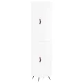 Buffet haut Blanc brillant 34,5x34x180 cm Bois d'ingénierie