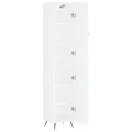 Buffet haut Blanc brillant 34,5x34x180 cm Bois d'ingénierie